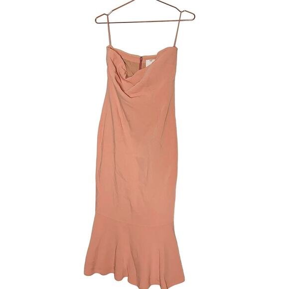 CINQ A SEPT Pink Luna Strapless Straight Neckline Hourglass Gown Dress Size 8 - Picture 4 of 11